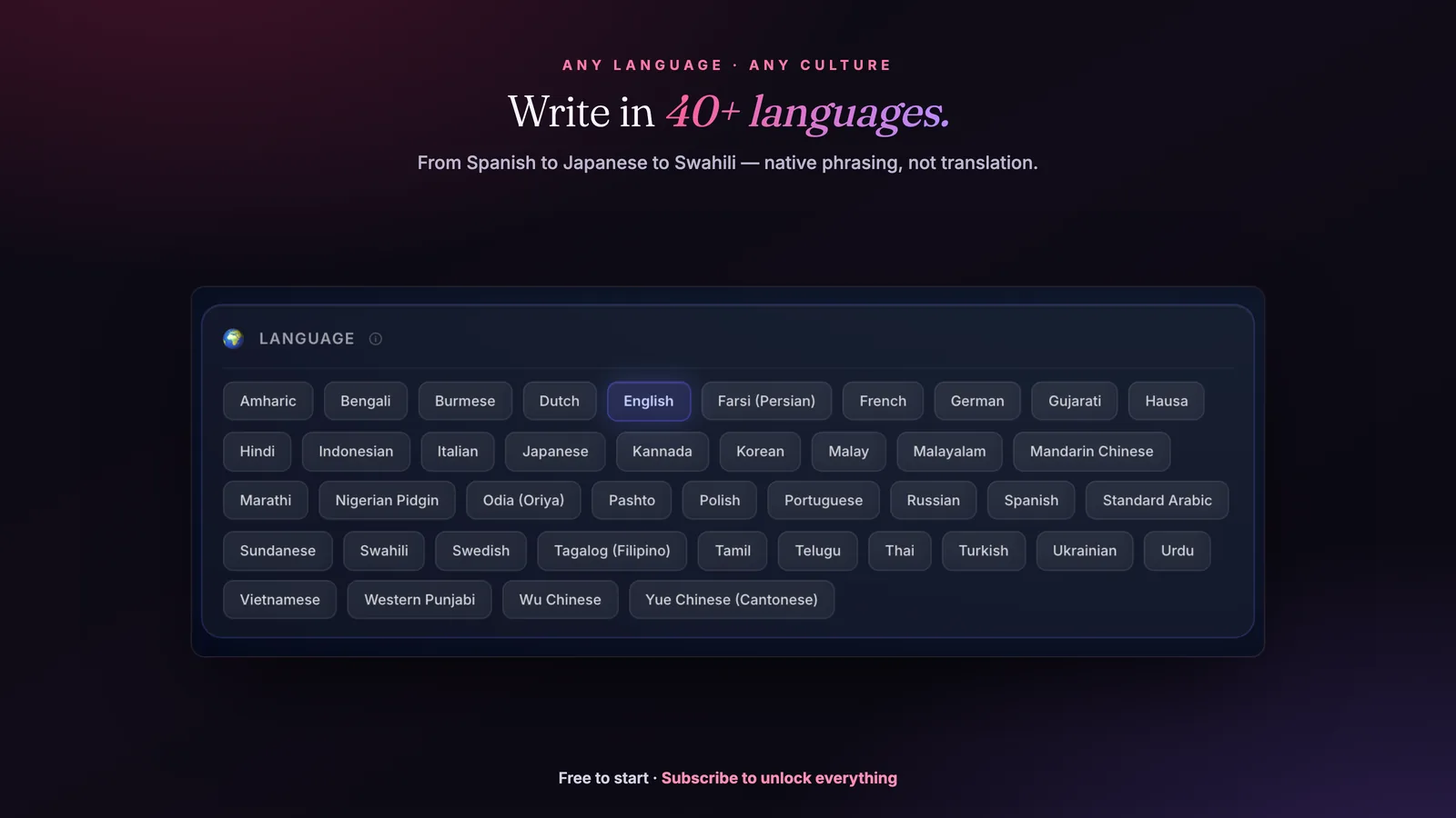 Write Suno songs in 40+ languages with native phrasing, not translation