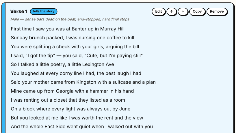 Verse 1 of Meet Me on the High Line